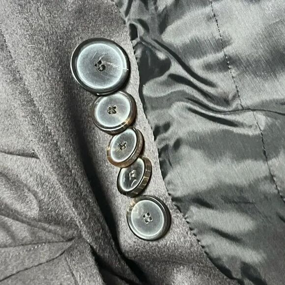 women’s AKRIS PUNTO wool grey pointed collar flap pocket crop blazer size 4 - Picture 8 of 8